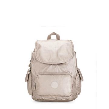 Mochilas Kipling City Pack Small Metallic Beige | MX 1515JP